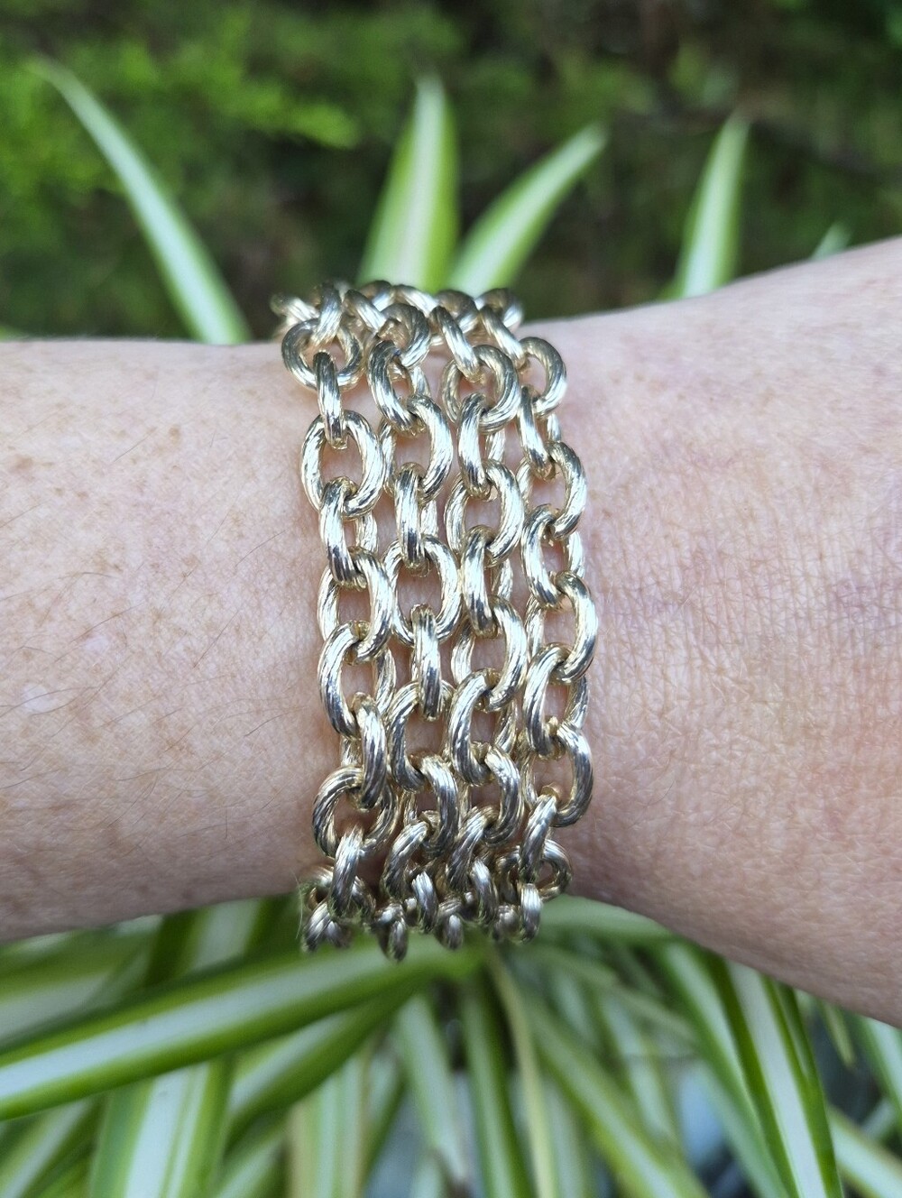 Vintage Sarah Coventry Gold Tone Cable Chain Bracelet 4 Rows